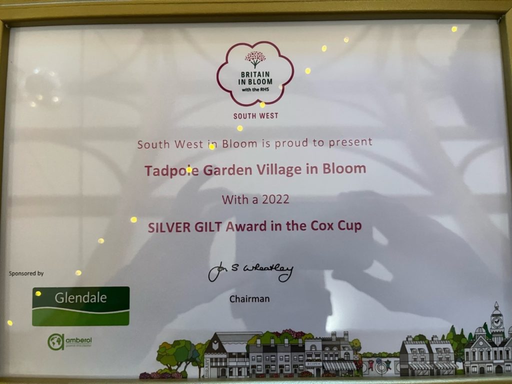 TGV in Bloom scoops trio of awards! Tadpole Garden Village